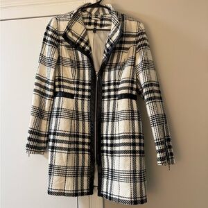 White House Black Market Plaid Trench Coat